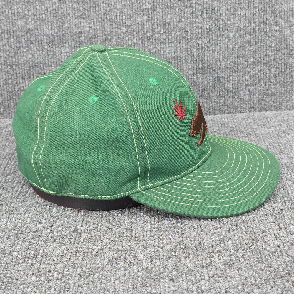 Grassroots Hat Cap Fitted 7 3/8 Green Bear Weed Leaf Baseball Satin Lined‎ Mens - Picture 2 of 10